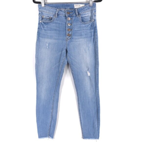 Pistola Exposed Button Fly Raw Hem High Rise Jeans Skinny P6777JFK-PAL Size 29 - Picture 2 of 13